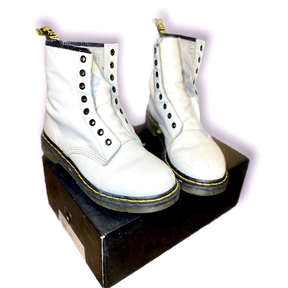 Dr martens white smooth boots
